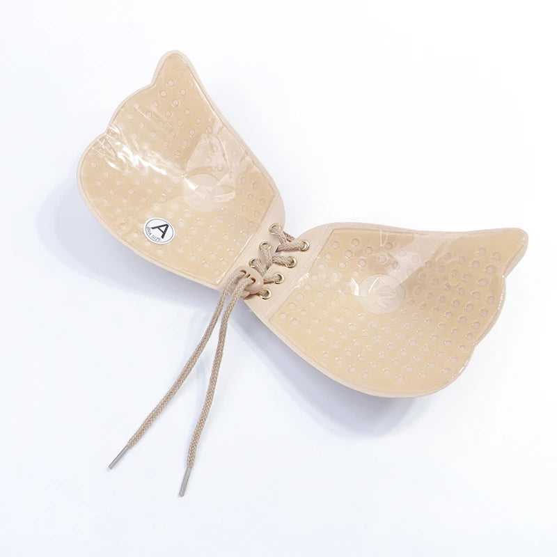 Seamless Self Adhesive Fly Bra Women Push up Bras Wedding Party Stick Invisible Silicone Chest Paste Reusable ﻿Summer plus Size