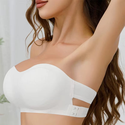 Women'S Sexy Strapless Push up Bra Removable Padded Seamless Ice Silk Top Women Invisible Beauty Back Anti-Slip Off-Shoulder Bra