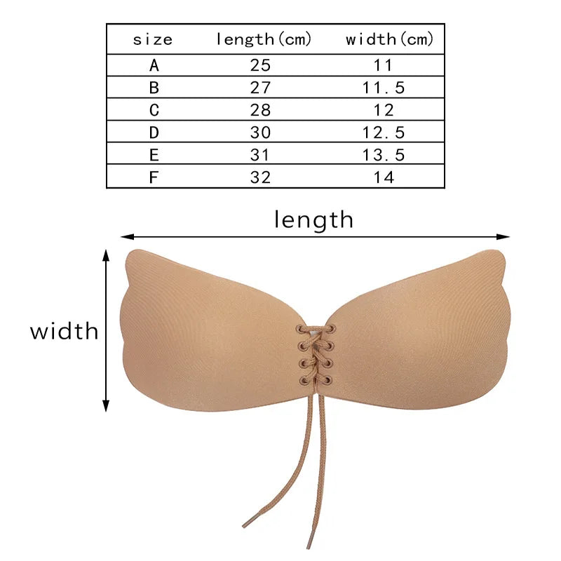 Seamless Self Adhesive Fly Bra Women Push up Bras Wedding Party Stick Invisible Silicone Chest Paste Reusable ﻿Summer plus Size