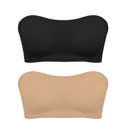 Women'S Sexy Strapless Push up Bra Removable Padded Seamless Ice Silk Top Women Invisible Beauty Back Anti-Slip Off-Shoulder Bra