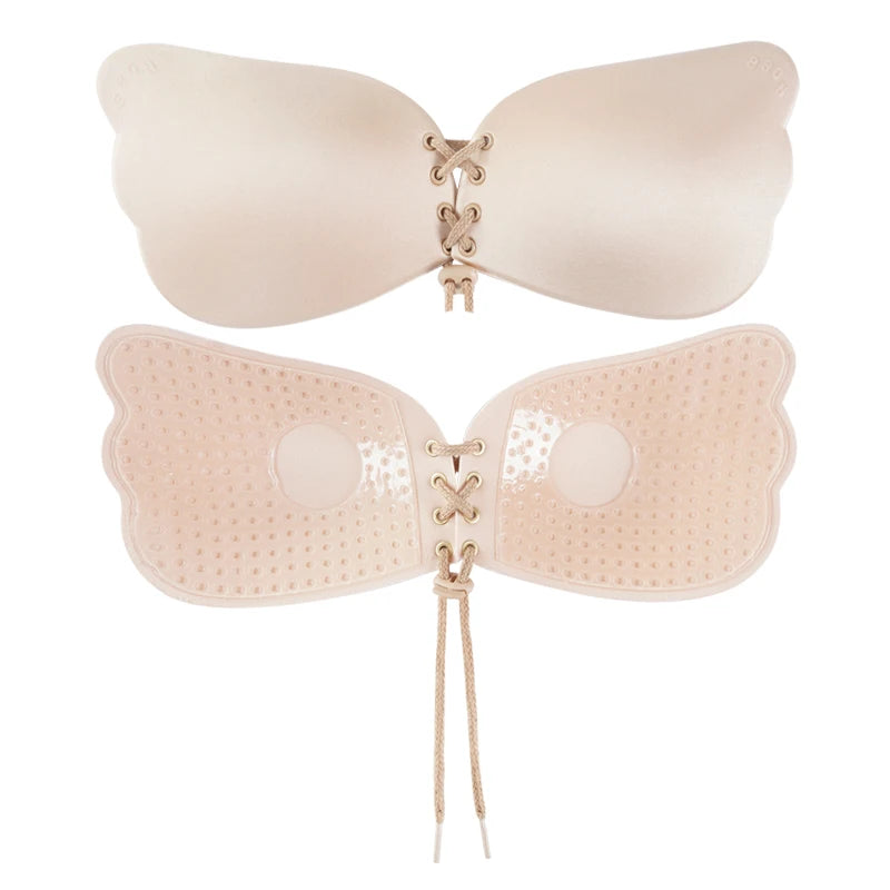 Seamless Self Adhesive Fly Bra Women Push up Bras Wedding Party Stick Invisible Silicone Chest Paste Reusable ﻿Summer plus Size