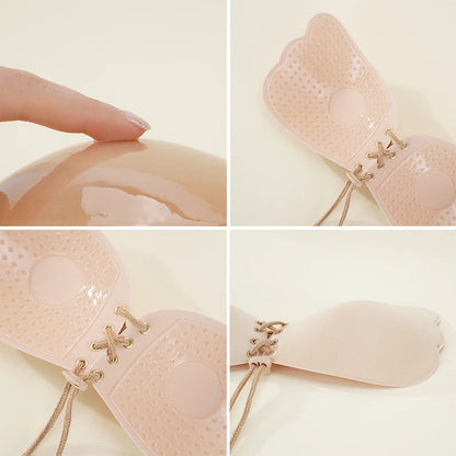 Seamless Self Adhesive Fly Bra Women Push up Bras Wedding Party Stick Invisible Silicone Chest Paste Reusable ﻿Summer plus Size