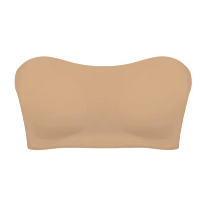 Women'S Sexy Strapless Push up Bra Removable Padded Seamless Ice Silk Top Women Invisible Beauty Back Anti-Slip Off-Shoulder Bra